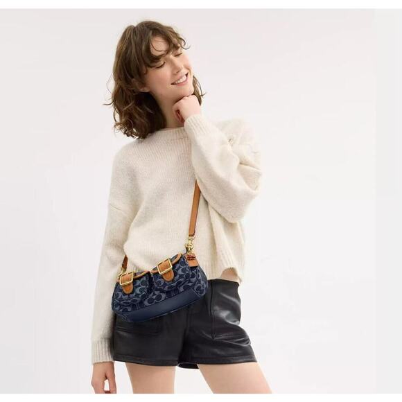 Coach Ashton Shoulder Crossbody Bag in Signature Denim Gold/Denim Natural CY700 - Picture 8 of 13